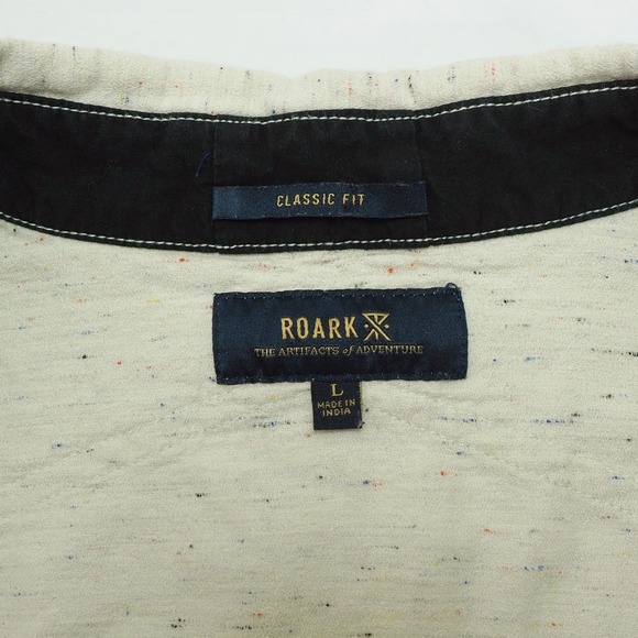 Roark Cassidy Flannel Button Down Shirt Mens Large Beige Classic Fit Lightweight - Picture 4 of 4